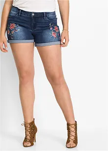 Short en jean brodé, bonprix