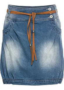 Jupe en jean avec ceinture, bonprix