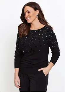 Pull long à strass, bonprix