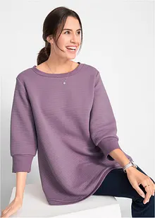 Sweat-shirt long structuré forme trapèze, manches 3/4, bonprix