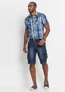 Chemise manches courtes avec empiècements denim, bonprix