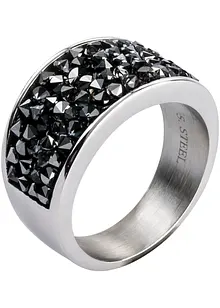 Bague en acier inoxydable avec cristaux, bonprix