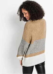 Pull oversize rayé à boutons, bonprix