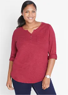 T-shirt coton col Henley avec patte de boutonnage, bonprix