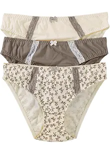 Lot de 3 slips à imprimé féminin, bonprix