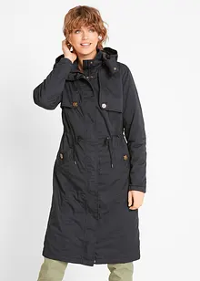 Trenchcoat long à capuche, cintré, légèrement doublé, bonprix