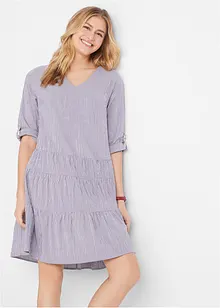 Robe-chemise courte finement côtelée, manches 3/4, bonprix