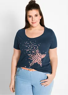 T-shirt coton en fil flammé, manches courtes, bonprix