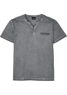 T-shirt col Henley, manches courtes et aspect délavé, bonprix