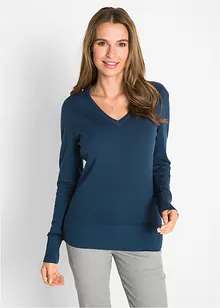 Pull col en V en fine maille, bpc bonprix collection