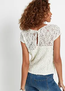 Blouse t-shirt en dentelle cordée, bonprix