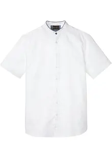 Chemise manches courtes en lin à col montant, bonprix