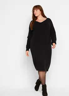 Robe en maille à décolleté en V, longueur genou, bonprix