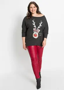 T-shirt épaules découvertes avec motif de Noël, bonprix