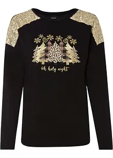 T-shirt manches longues oversize avec motif de Noël et jolies paillettes, BODYFLIRT boutique