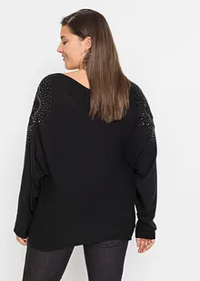 Pull côtelé avec petites pierres décoratives, bonprix