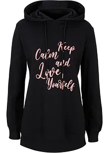 Sweat-shirt sport et féminin avec inscription métallisée, fentes latérales pour une plus grande liberté de mouvement, capuche., bonprix