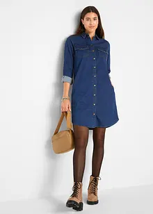 Robe en jean avec élasthanne, manches longues, bonprix