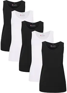 Lot de 5 longs débardeurs coton, bonprix