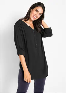 Blouse-tunique en viscose, col V et manches longues, bonprix