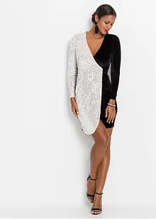 Robe courte avec empiècement à paillettes, bonprix