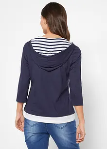 T-shirt à capuche, manches 3/4, 100% coton, bonprix