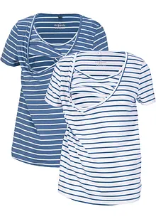 Lot de 2 T-shirts de grossesse avec fonction allaitement en coton, bpc bonprix collection