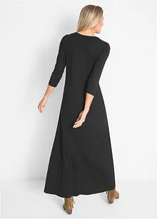 Robe longue légèrement trapèze en viscose, manches 3/4, bonprix