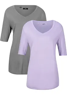 Lot de 2 t-shirts en viscose, bonprix