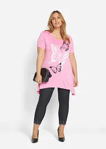 T-shirt long à pans et motif papillon, bonprix