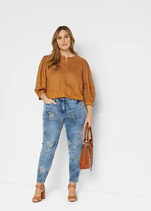 Jean slim avec broderies florales, bonprix
