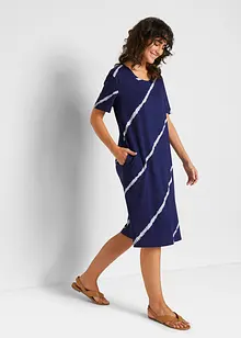 Robe trapèze en jersey de coton avec poches, long. genou, bonprix