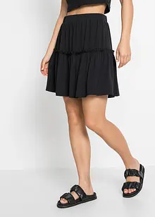 Jupe en jersey à volant en viscose mélangée, bonprix