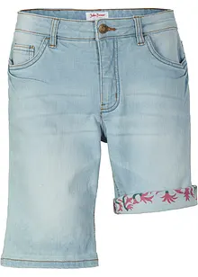 Bermuda en jean stretch avec revers coloré, bonprix