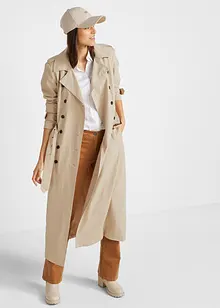 Trench-coat long ceinturé à la taille, bonprix