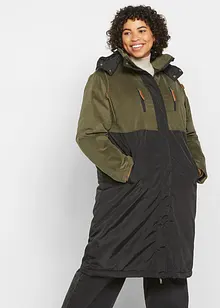 Parka longue à capuche en mélange de matières, coupe droite, bonprix