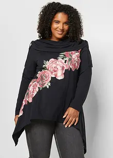 T-shirt avec base à pans et imprimé roses, bonprix