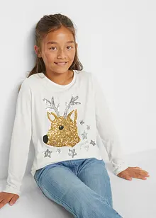 T-shirt à manches longues fille avec paillettes, bonprix