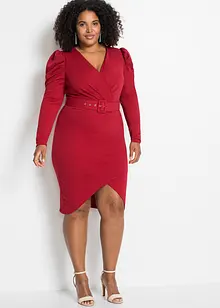 Robe midi en crêpe texturé avec ceinture, bonprix