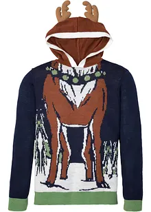 Pull à capuche avec motif de Noël en polyester recyclé, bonprix