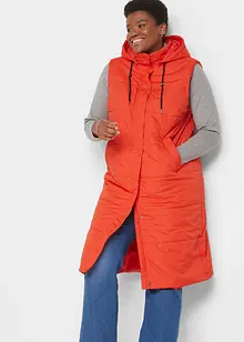 Gilet long sans manches matelassé avec capuche et fentes latérales, bonprix