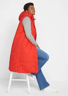 Gilet long sans manches matelassé avec capuche et fentes latérales, bonprix