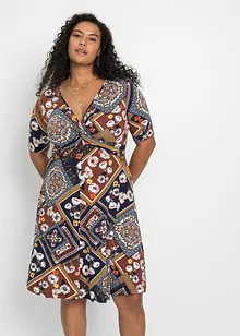 Robe en jersey imprimée avec drapé, bonprix