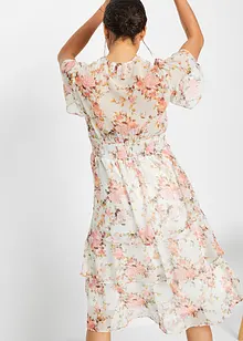 Robe midi floral à volants, bonprix