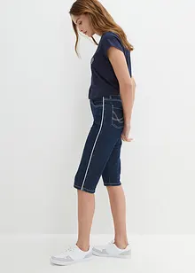 Bermuda slim en jean, taille haute, longueur genou, bonprix