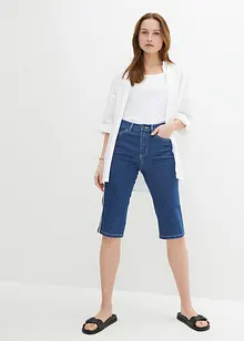 Bermuda slim en jean, taille haute, longueur genou, bonprix