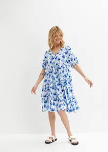 Robe-tunique tissée avec détails en dentelle et manches ballon, longueur genou, bonprix