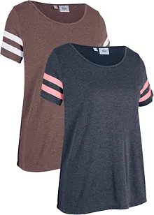 Lot de 2 T-shirts de sport décontractés, manches courtes, bonprix