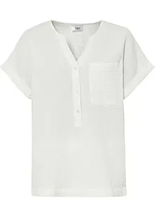 Blouse en mousseline avec patte de boutonnage et poche, bonprix