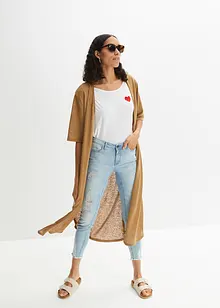 Cardigan long effet lin, bonprix